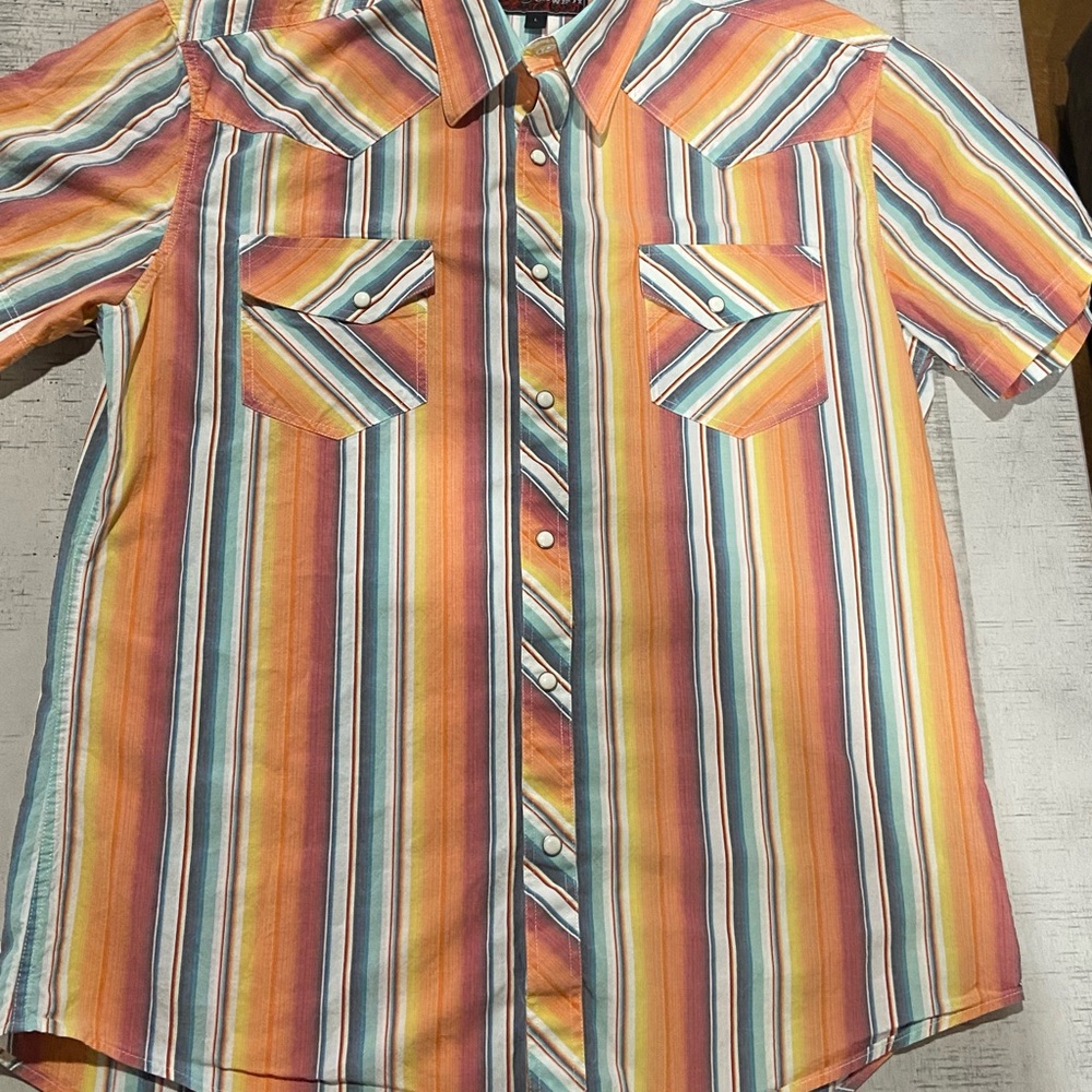 Rock and Roll Cowboy Striped Pearl Snap Men's Shirt